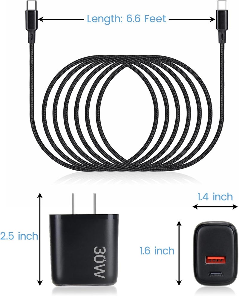 weishan شاحن سريع 30 واط PD USB C لطائرات DJI Neo و Mini 4K و 2 SE و 4 Pro و Air 2S و Avata 2، شاحن حائط مزدوج المنفذ USB + Type C مع كابل شحن بطول 6 أقدام من C إلى C لملحقات DJI FPV - Image 5